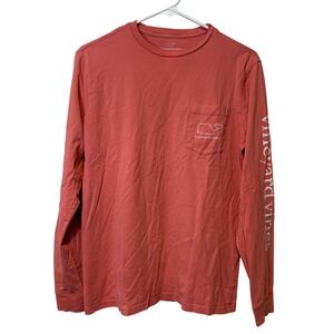 Vineyard‎ Vines Coral Long Sleeve Pocket Tee Whale Logo Cotton XS